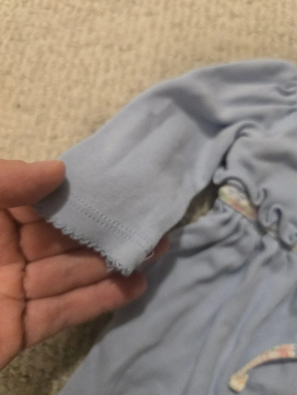 Ralph Lauren Pastel Blue Long-Sleeve One-Piece with Pink Polo Logo
